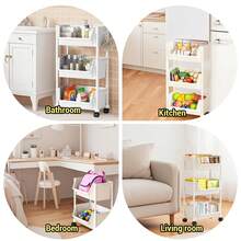 3/5-Tier Rolling Storage Cart, Practical Rolling Plastic Storage Trolley, 5 Tiers, Wheeled Mobile Organizer, 360-Degree Rotating, Practical Cart, Book Cart, Snack Cart, Locker, Decoration, Gift, Back-To-School Season, Father's Day. - 3層白色 - 查看 11