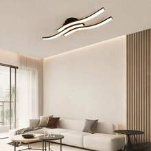 Three-Color Arc LED Ceiling Light, Wave-Shaped Ceiling Spotlight, Low Energy Consumption And High Illumination, Suitable For Living Room And Kitchen. - Black - View 8