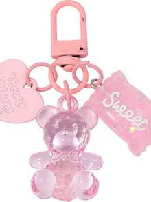 Transparent Bear Keychain, Candy Heart Pendant, Suitable For Phone, Bag, Earphone Case, Cute Stationery, Student Gift - A - View 9