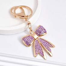 1件装 时尚水钻蝴蝶结 可爱女孩 简约百搭 汽车钥匙链 包包挂饰 - 彩色 - 查看 3