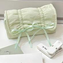 Ballerina Style Powder Blue Bow Drawstring Pencil Case, High-Quality Large Capacity Stationery Storage Bag For Students - Bow Pencil Case - View 5