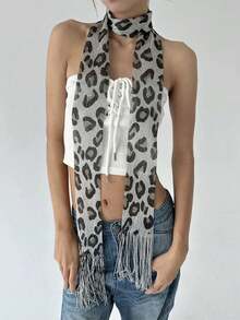 1件装女士多功能春夏针织豹纹围巾 - 彩色 - 查看 4