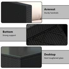 GartistGo 4 Pieces Rattan Garden Sofa Outdoor Patio Furniture Set With Washable Cushions And Glass Table - Black - View 7
