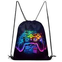 حقيبة بحبل سحب، حقيبة ظهر خفيفة الوزن، حقيبة ظهر مطبوعة بشاحنة/رائد فضاء متعددة الألوان، رياضة وتنزه وسفر، مصنوعة من مادة بوليستر متينة - متعدد الألوان - مشاهدة 17