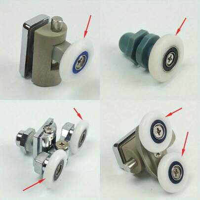 5mm Rodillo de puerta de ducha de plástico + nailon, diámetro del orificio del rodamiento 5mm, rueda del riel superior e inferior de la puerta del baño, accesorios de baño