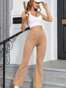 Pantalón Liliann tecc pretina ancha y acampanado - Marrón Mocha - Ver 2