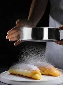 1pc Stainless Steel Flour Sifter, 40 Mesh Screen, Fine Holes, Suitable For Sifting Powdered Sugar, Matcha Powder And Cocoa Powder; Baking Tool, Kitchen Utensil. - Silver - View 8