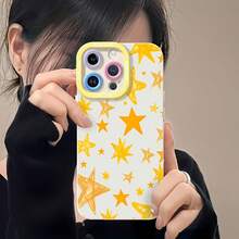 Patrón de estrellas amarillas sobre fondo blanco.funda de teléfono Fundas compatibles con ,Apple,VIVO,OPPO,,, y Honor.Fabricadas en silicona TPU,ofrecen protección contra golpes y caídas. - Blanco - Ver 6