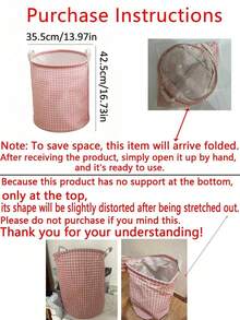 Valentine's Day Pink Plaid Laundry Basket, Fabric Storage Basket, Dorm Storage Bag, Can Be Used To Store Tissues, Clothes And Toys, Waterproof Foldable Inner Layer, Foldable Laundry Basket, Bathroom Storage Basket, Home Laundry Basket, Laundry Bucket, Essential Back To School Season - 1 cái màu hồng - Xem 5