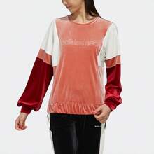 Adidas Women's Color-Blocked Loose Fit Pullover Crewneck Sweatshirt, Pink - 粉色 - 查看 3