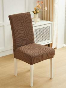 Bộ 1/4/6/8 vỏ bọc ghế màu kaki có thể tháo rời, chất liệu nhung mềm mại với họa tiết lá cây, co giãn tốt, phù hợp cho ghế phòng ăn, phòng khách và phòng ngủ. - Cà phê nâu - Xem 9