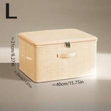 1个大容量经典涤纶收纳盒，软盖，长方形，多用途，可存放衣物和重要文件，可水洗，可放置于床下，不防水 - 米色 - 查看 12