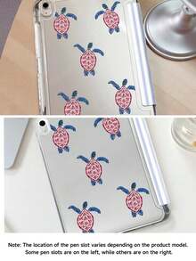 Stripes And Sea Turtles Pattern Tablet Case Compatible With Air 11-Inch M3 2025 / M2 2024, Air 5th Generation 2022 , (A16) 11 Inch 11th Generation 2025,Compatible With Samsung Galaxy Tab,Kindle Paperwhite 12th Gen 2024, Clear Back ,Fashion Pattern Protective Case,Autlueomatic Sleep And Wake-Up Function, Airbag Protection, Suitable For Gifts And Office Use - Multicolor - View 5