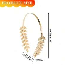[Exquisite Jewelry] 1pcs Golden Leaf Back-Wear Hairband |   Baroque Style Olive Branch, High Crown Fashion Metal Hair Clips For Bridal Crowns &Baroque Hair Jewelry &Metallic Tiara &Bridal Headpiece - Gold - 查看 4