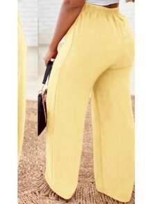 Women's Duna Wide-Leg Pants With Premium Fabric Lining. - 黃色 - 查看 7