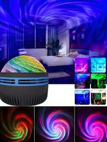 1pc USB Galaxy Swirl Projector Lamp, LED Wave Ripple Projection Light, 7-Color Changing, Bedroom Night Light Projector For Bedroom, Living Room, Home Theater, Ceiling, Party, Dance Hall Atmosphere, USB Powered With Remote Control - Colorful - View 7