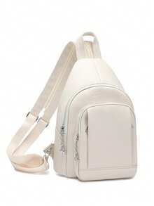 时尚多口袋软皮斜挎包，休闲商务胸包，多功能小背包 - 彩色 - 查看 16