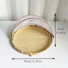 1个手工编织食品服务帐篷篮托盘，水果户外罩防虫竹编储物篮野餐铲工具 - 原木色 - 查看 13