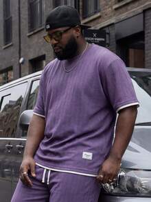 Plus Size Short Sleeve T-Shirt, Fashionable Jacquard 2 In 1, Suitable For Summer - Purple - View 4