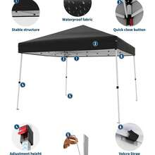 Cenador plegable de 3 x 3 m - Montaje instantáneo, patas angulares resistentes - Refugio portátil emergente para jardín, patio, playa y fiestas - Incluye bolsa de transporte y cubierta de 2,4 x 2,4 m - A - Ver 5
