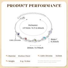 1pc Customized Family Birthstone Stainless Steel Heart-Shaped Bracelet, Fashionable, Elegant, Exquisite Silver Jewelry, Girlfriend/Friend/Mother/Daughter Christmas Gift, Perfect Mother's Day, Valentine's Day, Anniversary Gift, Customized Birthstone Jewelry For Loved Ones, Customized Name, Women's Jewelry Gift, Mother's Day Gift - Silver - View 10