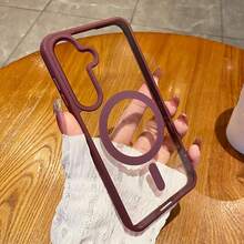 適用於 Galaxy A56 A36 A26 A16 A06 S26 S25 FE A57 A37 A17 A07 強力磁吸超薄防震手機殼 S26 Ultra S25 Ultra S24 Ultra S23 Ultra 半透明硬殼背蓋 - 酒紅色 - 查看 2
