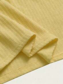 男士纯色半透明高尔夫球衫，华夫格薄款休闲短袖弹力polo衫，适合休闲户外活动，春夏款 - 黃色 - 查看 6