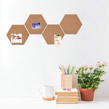 RIMEMO Hexagon Cork Board Tiles, Self-Adhesive Wall Pin Boards, Bulletin Board For Office, Home, Kitchen (1/4/6/10 Pack), Back To School - Hexagonal Cork Board - View 6