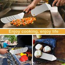 Espátula de cocina de acero inoxidable - Adecuada para cocinar teppanyaki y bistec - Herramienta de barbacoa reforzada - Utensilios de cocina - Multicolor - Ver 6
