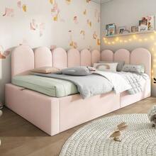Upholstered Daybed 90x190 Cm, Sofa Bed With Hydraulic Storage, Children's Bed With Metal Slatted Base, Pink Velvet, Without Mattress - Pink - View 5