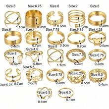 22pcs Bohemian Style Gold Stackable Ring Set, Suitable For Daily Wear And Stacking Designs - Gold - View 3