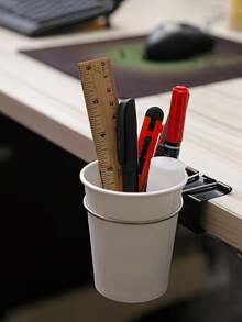 1pc/2pcs New Multifunctional Cup Holder Clip, Suitable For Office Desk, Can Be Used As Pen Holder And Storage Rack With Versatile Hooks - A - View 4