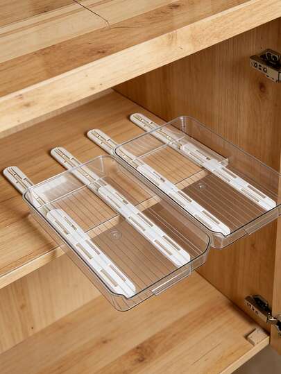 2/4/6pcs Plastic Sliding Rail, Self-Adhesive Sliding Rail With Invisible Sticker, Storage Box Slide Rail, Use Telescopic Slide Rail Accessories To Upgrade Your Drawers - DIY Drawer Slide Rail Suitable For Home Decor, Kitchen, Bathroom, Office, Dorm