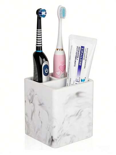 Silicone Material Toothbrush Holder 3 Slots Tooth Brush Holder For Bathroom, Kids Electric Toothbrush And Toothpaste Organizer For Countertop, Shower, Vanity