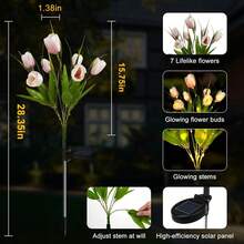 7-Head Solar Powered Tulip Flower Lights, LED Garden Yard Pathway Landscape Lighting, Waterproof Outdoor Decor Lamps - Tulip - View 4
