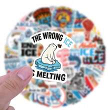 60Pcs Anti ICE Stickers Funny ICE OUT Stickers Cartoon Merch Scrapbook Aesthetic Stickers Pack Helmet Stickers Dirt Bike Stickers Vinyl Waterproof For Laptop Phone Car Skateboard Water Bottles Scrapbooking Computer Journaling - B - View 2