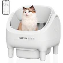 Caja de basura automática de gato, Aplicación inteligente de la caja de basura de autolimpieza, Open-Top Litiere Pour Chat Autonettoyant para gatos grandes, Caja de basura multi-gato inodora, 10.5L Litiere Automatique Pour Chat - Blanco - Ver 3