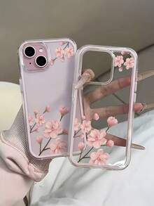 Flower Romantic Sakura Transparent Case, Lightweight Skin-Friendly Shockproof Wear-Resistant TPU Sakura Phone Case Compatible With IPhone11/12/13/14/15/16/16ProMax/12Pro/13Pro/14Pro/15Pro/16Pro/14Plus/15Plus - Pink - View 3