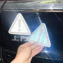 1pc Triangle Exclamation Mark Reflective Warning Sticker, Nighttime Driving Safety Reflective Sticker, Anti-Collision Sticker - A - View 8