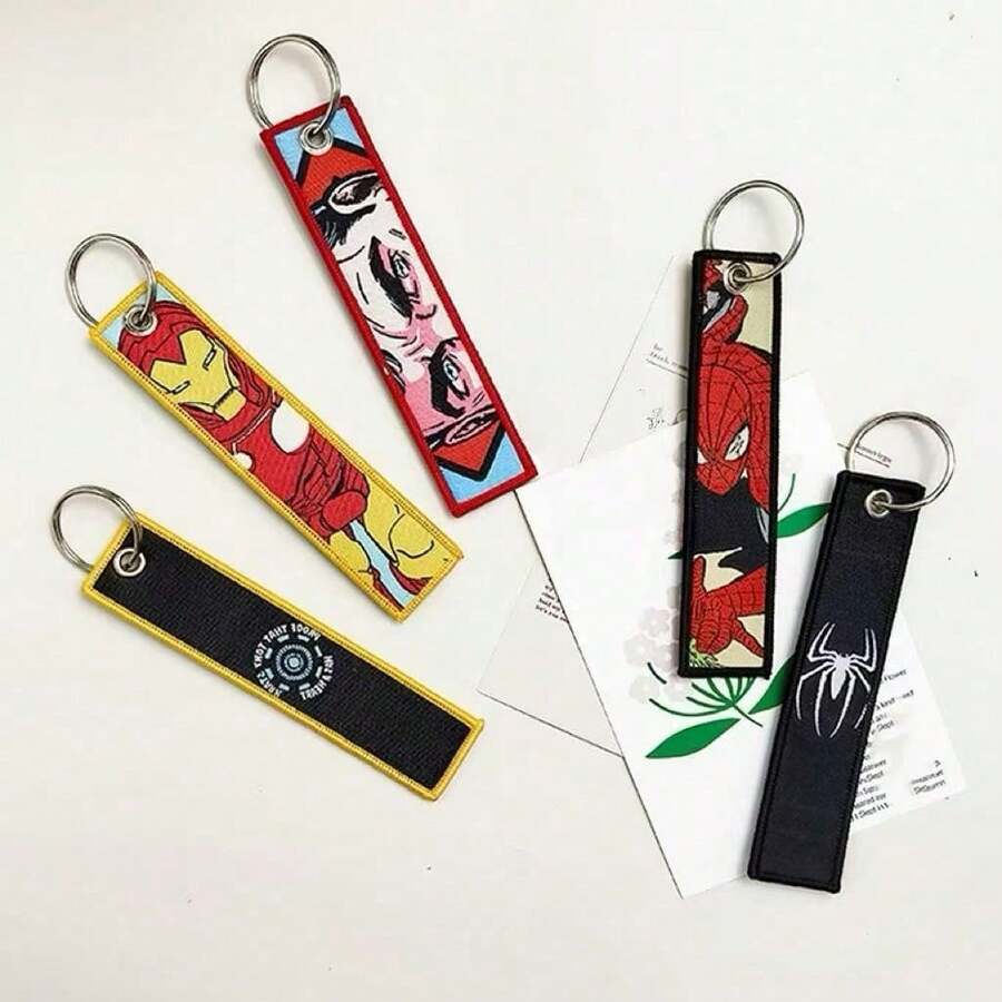 Anime Character Embroidered Keychain, Double-Sided Embroidery Craftsmanship, Cool Guy Key Sticker, Keychain. Used As A Pendant For Car And Motorcycle Key Rings. - Multicolor - View 1