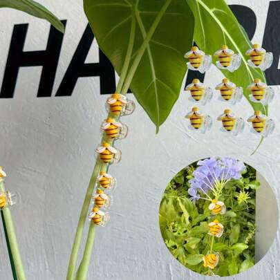 16/4pcs Bee Plant Support Clip, Climbing Vine Plant Fixed Stand, Garden Flowerpot Decoration Simulation Insect, Multifunctional Clip, Large And Small Size Selection, Horticultural Grafting And Vine Clip, Suitable For Outdoor Courtyard And Garden Use