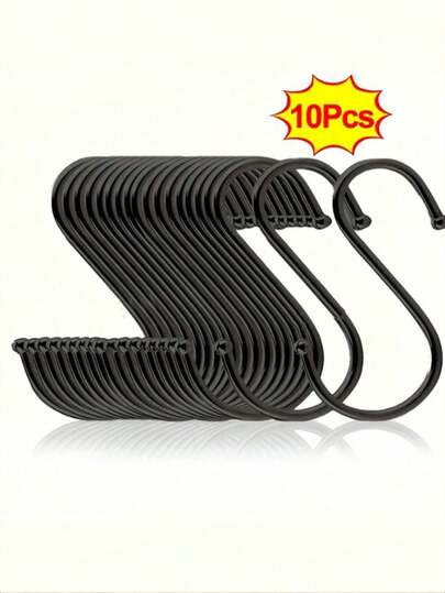 10 יחידות ווים מפלדת אל-חלד, ווים ניידים ללא חורים, ווים כפולים בצורת S, מתאימים לתלייה על דלתות ארון במטבח, חדר שינה, חדר אמבטיה, משרד, שולחן כתיבה וארגונים אחרים בבית. חזרה לבית הספר, קישוטי חג