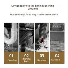 Kit de desagüe de fregadero emergente y abatible para cocina y baño, desagüe universal de lavabo con salida recta y lateral, reemplazo ahorra espacio - A - Ver 6