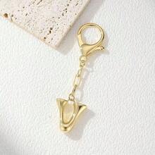 1pc Gold Letter Keychain, Handbag Key Chain Accessory, Bag Charm, Car Pendant, Creative Small Gift For Teachers, Friends, Sisters - Gold - View 2