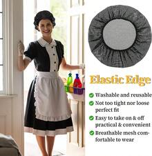6 Piece Elastic Chef Hat Set Unisex Kitchen Cooking Hair Nets Mesh Caps - màu đen - Xem 3
