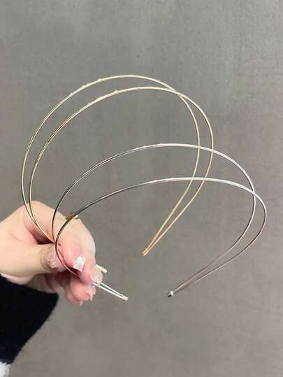 2pcs Minimalist Luxury Solid Color Double-Strand Thin Headbands, Versatile Daily Wear, Anti-Slip Hairband, Elegant Alloy Hair Clips For Women
