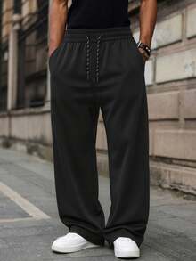 男士休闲宽松口袋工装裤，哥特风长裤，多巴胺色，工装裤，户外功能性款式，男士休闲裤，运动裤，宽松斜纹裤，功能性长裤，跑步裤，宽松运动裤，跑步裤，宽松工装裤，送给老公和男友的礼物 - 黑色 - 查看 1