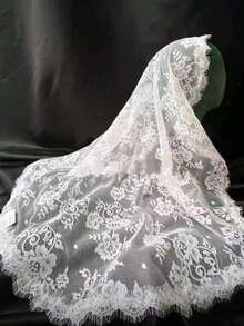 1pc Soft Tulle Lace Pearl Headpiece, Handmade, Suitable For Valentine's Day, Wedding, Party Photography, Leaf Pattern, Casual Nylon - Multicolor - View 1