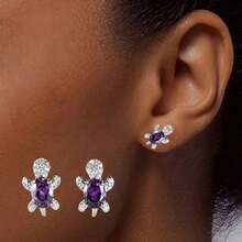 Hypoallergenic Sea Turtle Earrings - Cute Turtle Earrings, Ideal Gift For Animal Lovers - Navy Blue - View 4