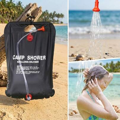 Túi tắm di động PVC 20L, vật dụng thiết yếu cho bãi biển, phụ kiện thể thao dưới nước mùa hè, chống cát, dùng cho tắm biển và cắm trại - Túi tắm cắm trại ngoài trời có thể gấp gọn với vòi sen màu đỏ và công tắc bật/tắt, bền và nhẹ, phù hợp cho đi bộ đường dài, du lịch và các hoạt động ngoài trời.